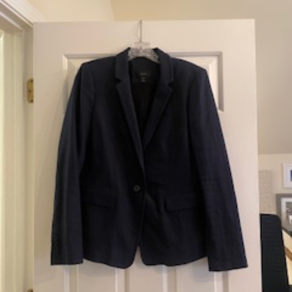 J Crew Navy Linen Blazer Size 10